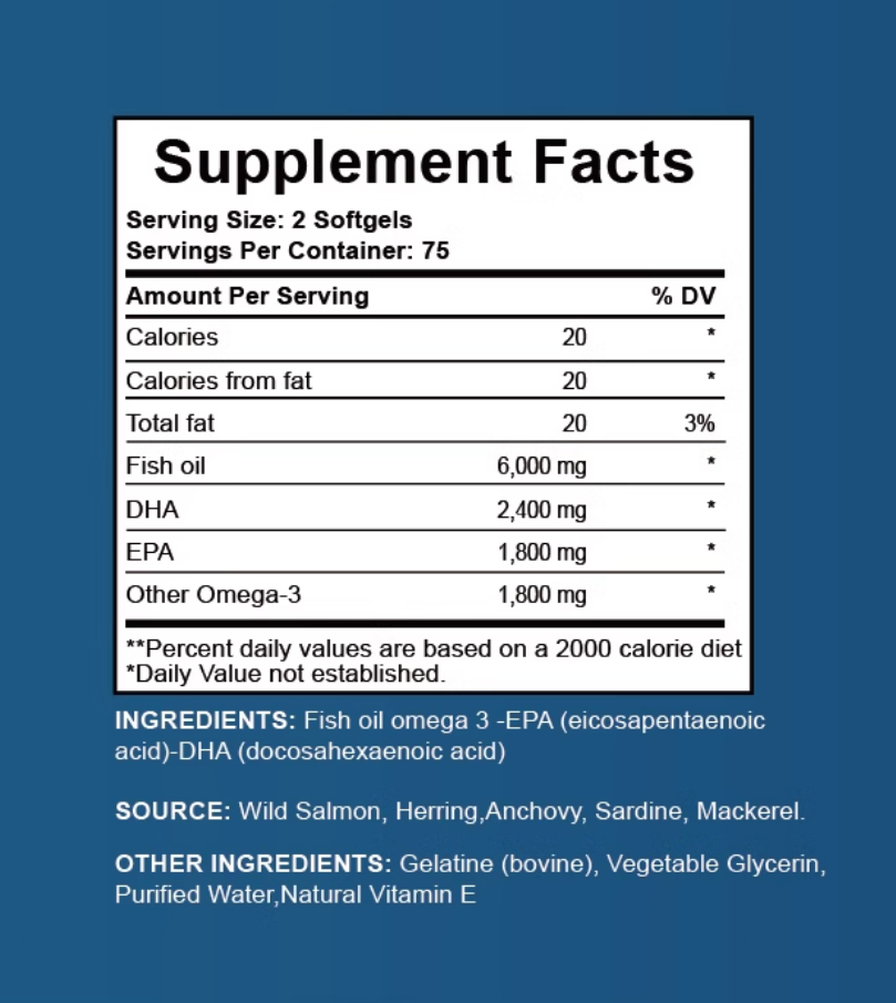 Omega-3 Fish Oil 6000mg with EPA & DHA – 3 Bottles – Natural Wellness