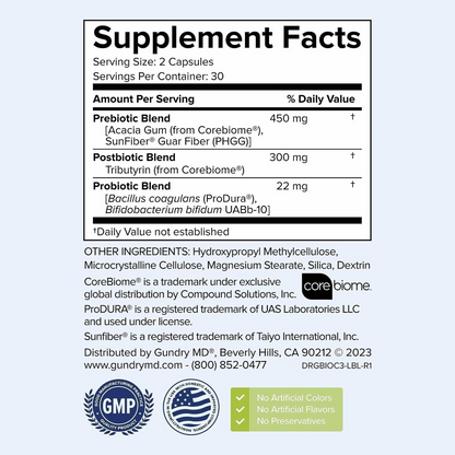 BIO COMPLETE 3 Capsules 60 Count NEW PreBiotic ProBiotic & PostBiotic